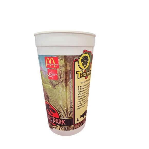 1992 McDonald’s Triceratops Collectible Cup Jurassic Park Dinosaur 7” Vintage - Picture 4 of 8